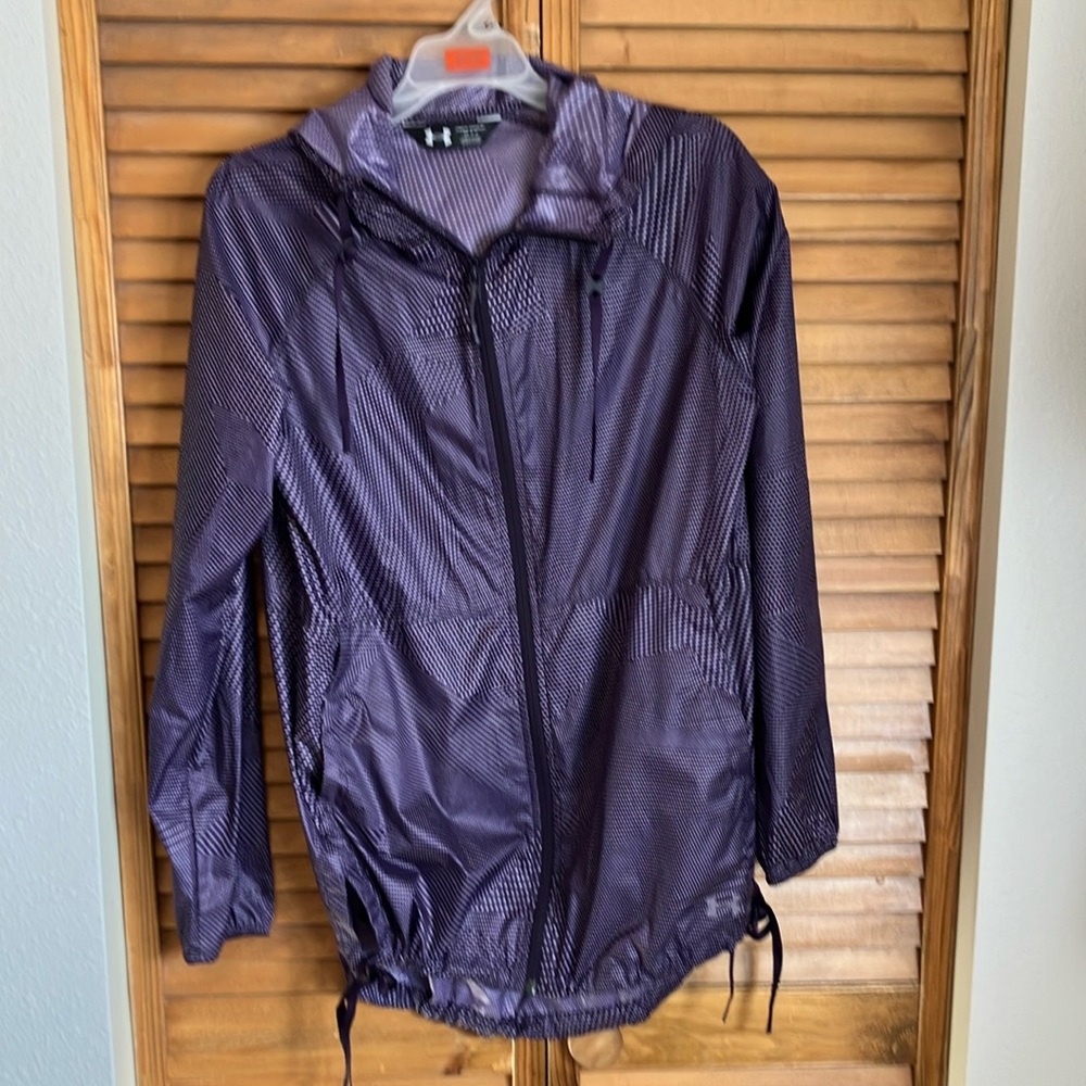 Under Armour wind breaker purple coat with ties on the side